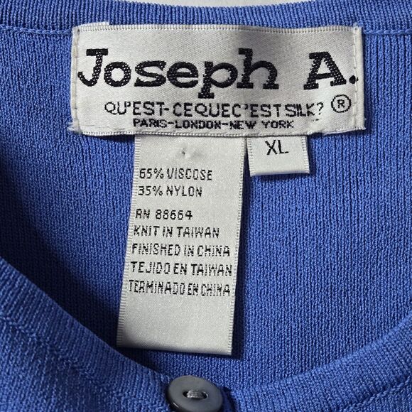 Joseph A Knit Tank Top Stretch Sleeveless Faux Buttons Blue XL Square Neck VTG - Picture 2 of 7